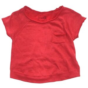 We The Free Gauzy Cropped T Shirt High Back Size XS Tee Coral Red Festival